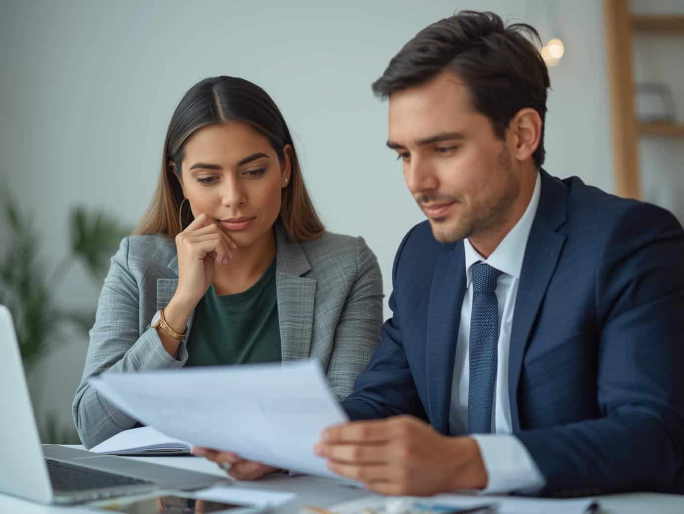 a photo of a seller reviewing offers with an agent