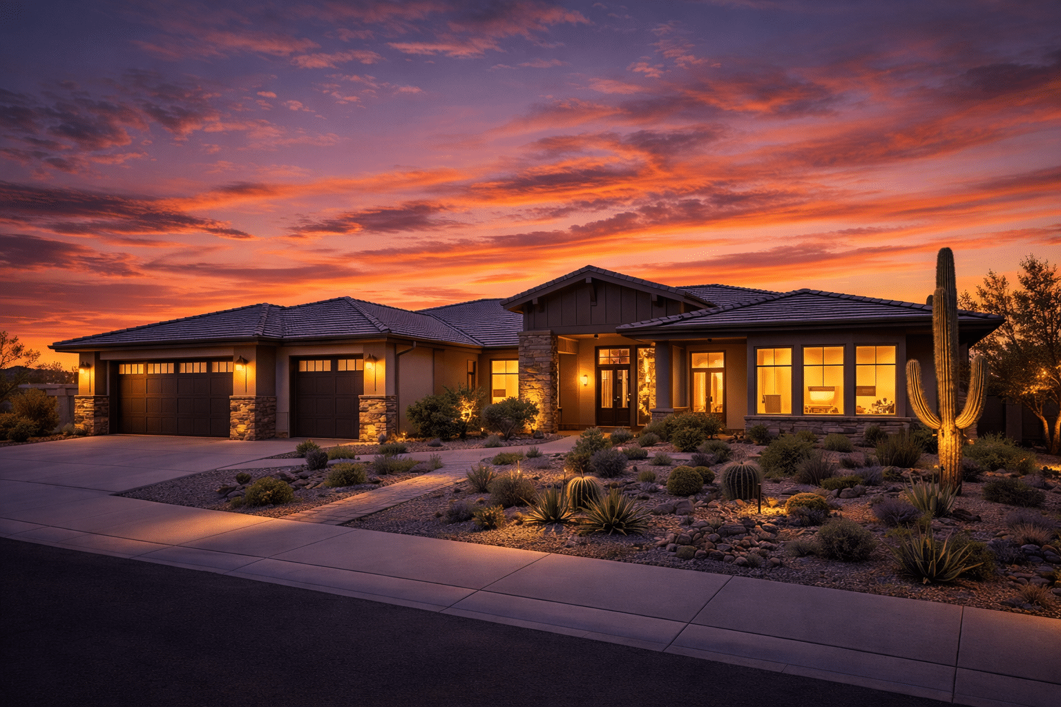 Anthem Arizona real estate home exterior at sunset