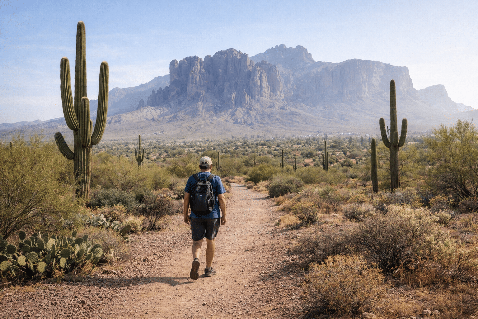 Apache Junction real estate near Lost Dutchman State Park trail with Superstition Mountains