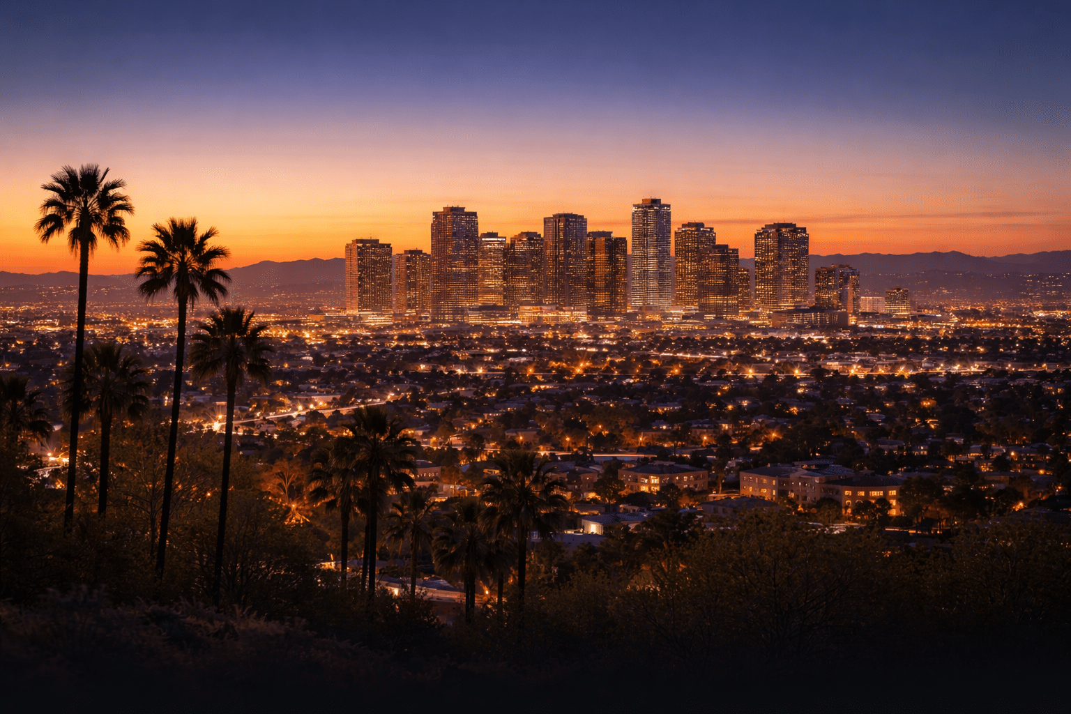 Phoenix metro skyline at twilight viewed from the West Valley near Buckeye Arizona — West USA Realty