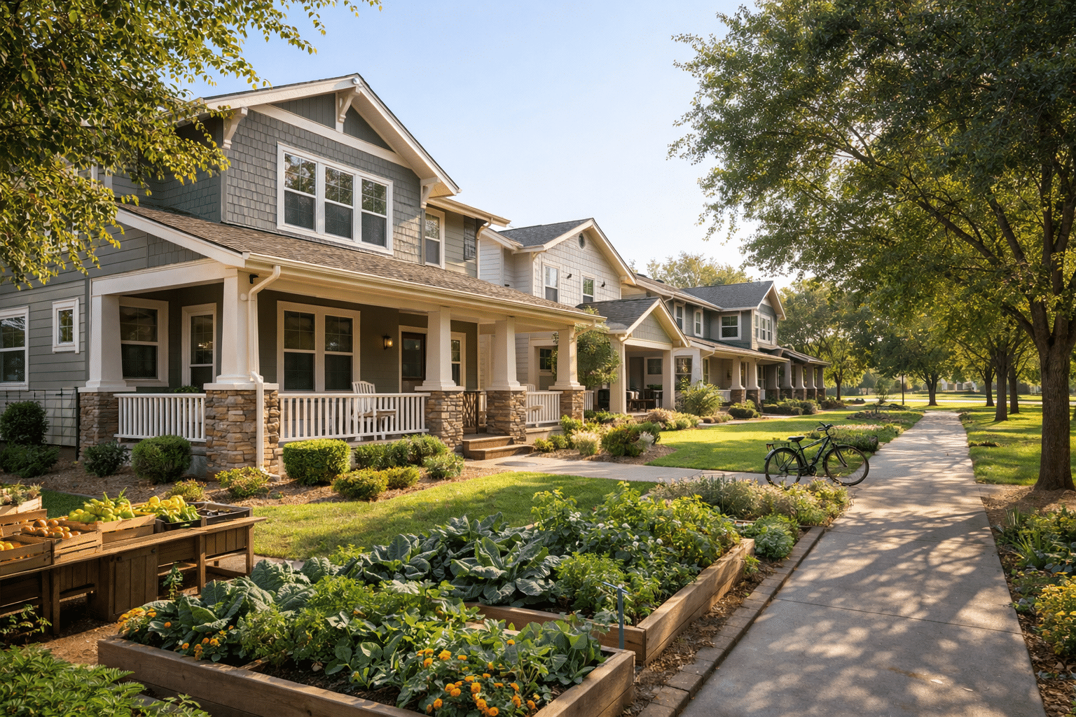 Craftsman-style home in Agritopia, Gilbert, with a walkable neighborhood setting and community-oriented design.