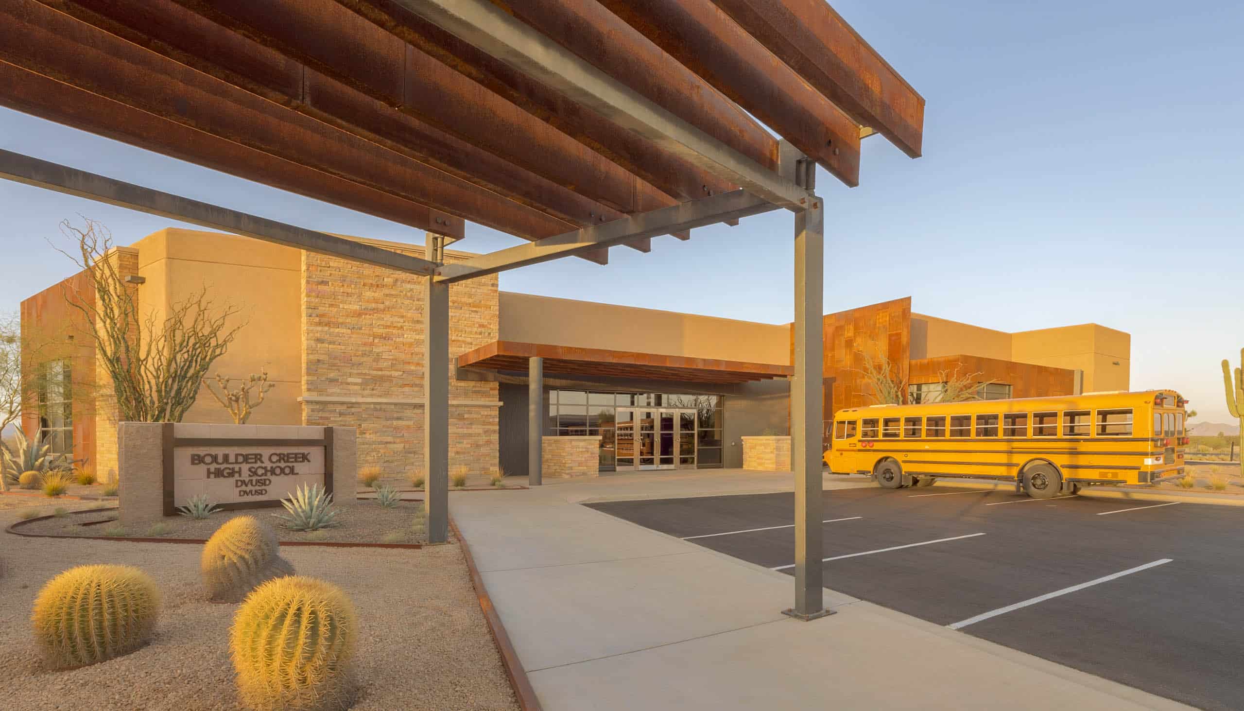 A clean, professional architectural photograph capturing the exterior facade
