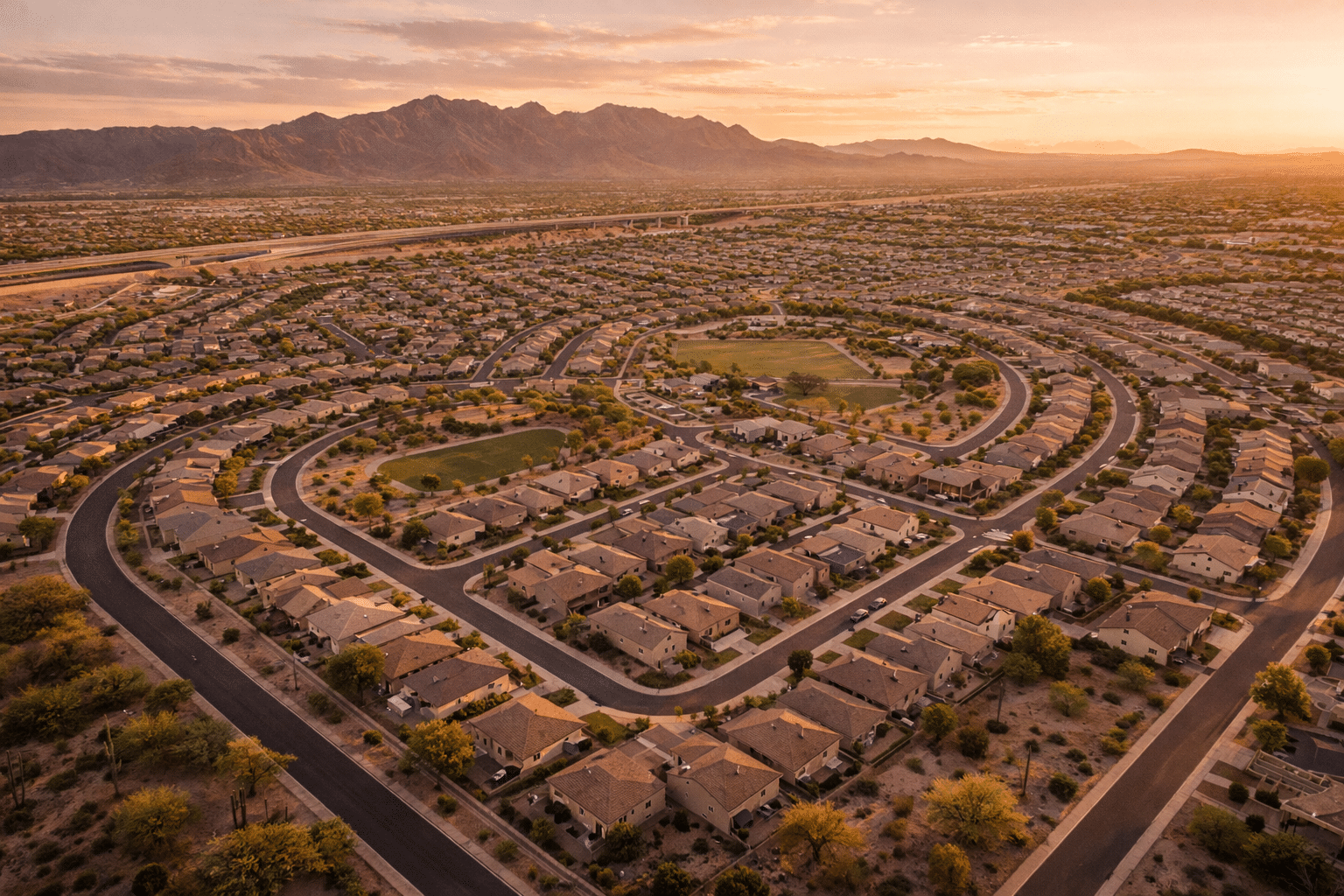 homes for sale in Tolleson AZ aerial west Valley master-planned community