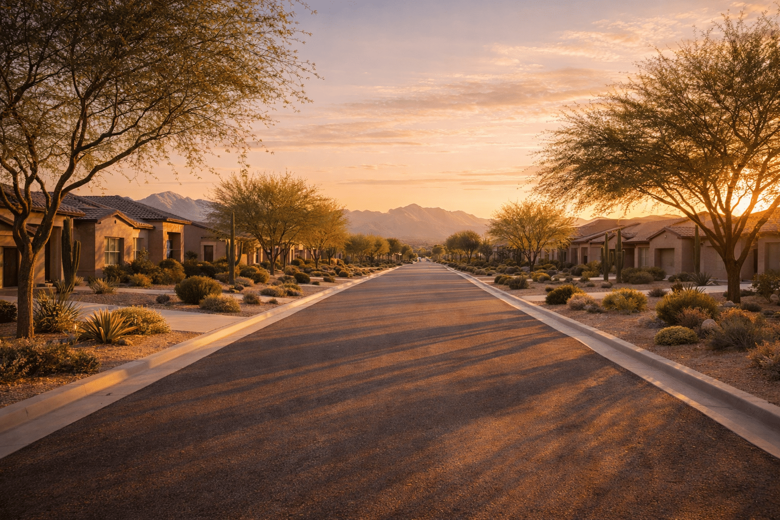 Litchfield Park homes for sale West Valley streetscape Golden Hour Palo Verde