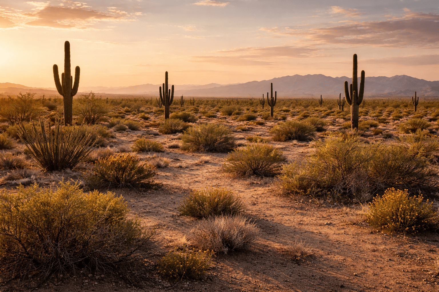 Maricopa AZ homes for sale Sonoran Desert landscape Saguaro Estrella Mountains Golden Hour