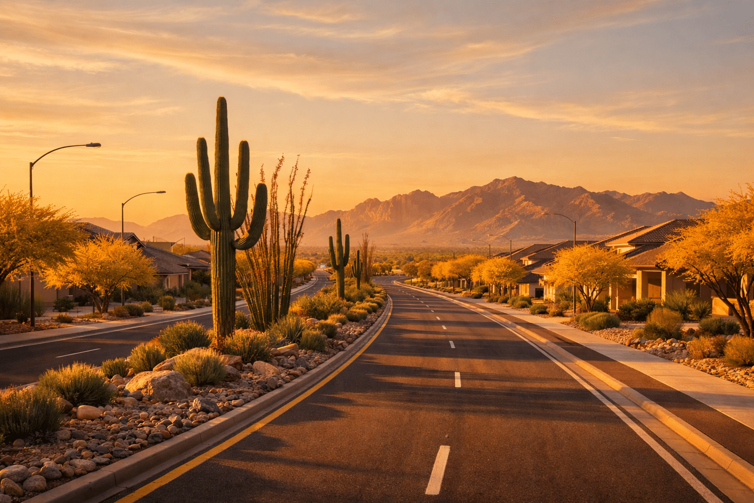 homes for sale in Peoria AZ northwest Valley streetscape Golden Hour
